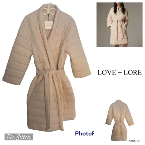 NWT Organic Duvet Robe Love & Lore, Pink Small / Medium - Picture 17 of 17
